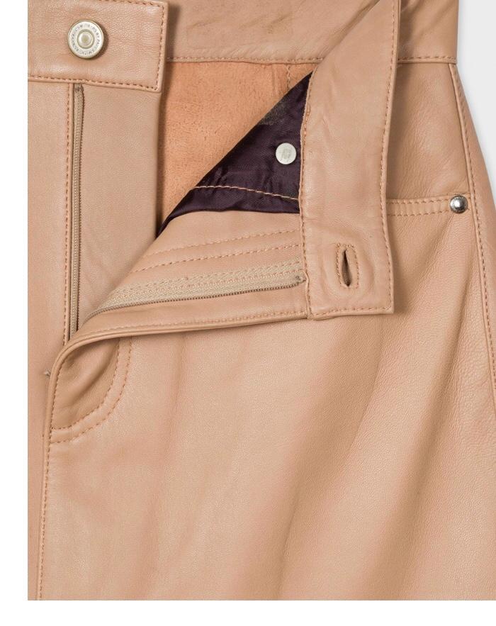 Paul Smith Leather Beige Pencil Skirt