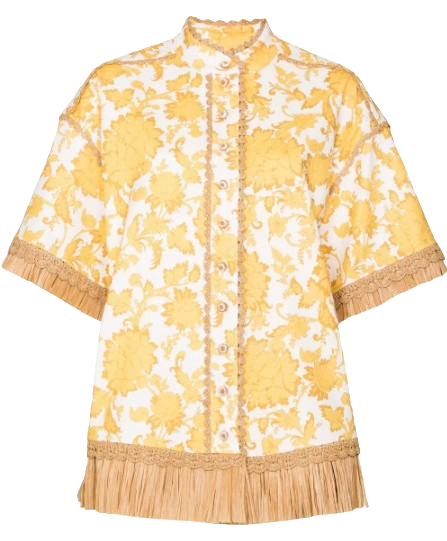 Zimmermann Yellow Postcard Fringed Shirt