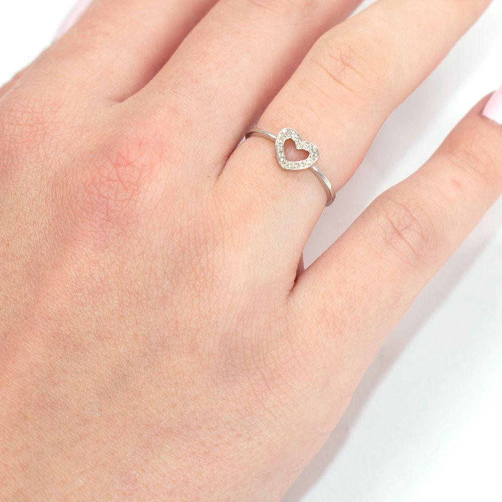 Bespoke White Gold/Diamond Heart Ring Size 47