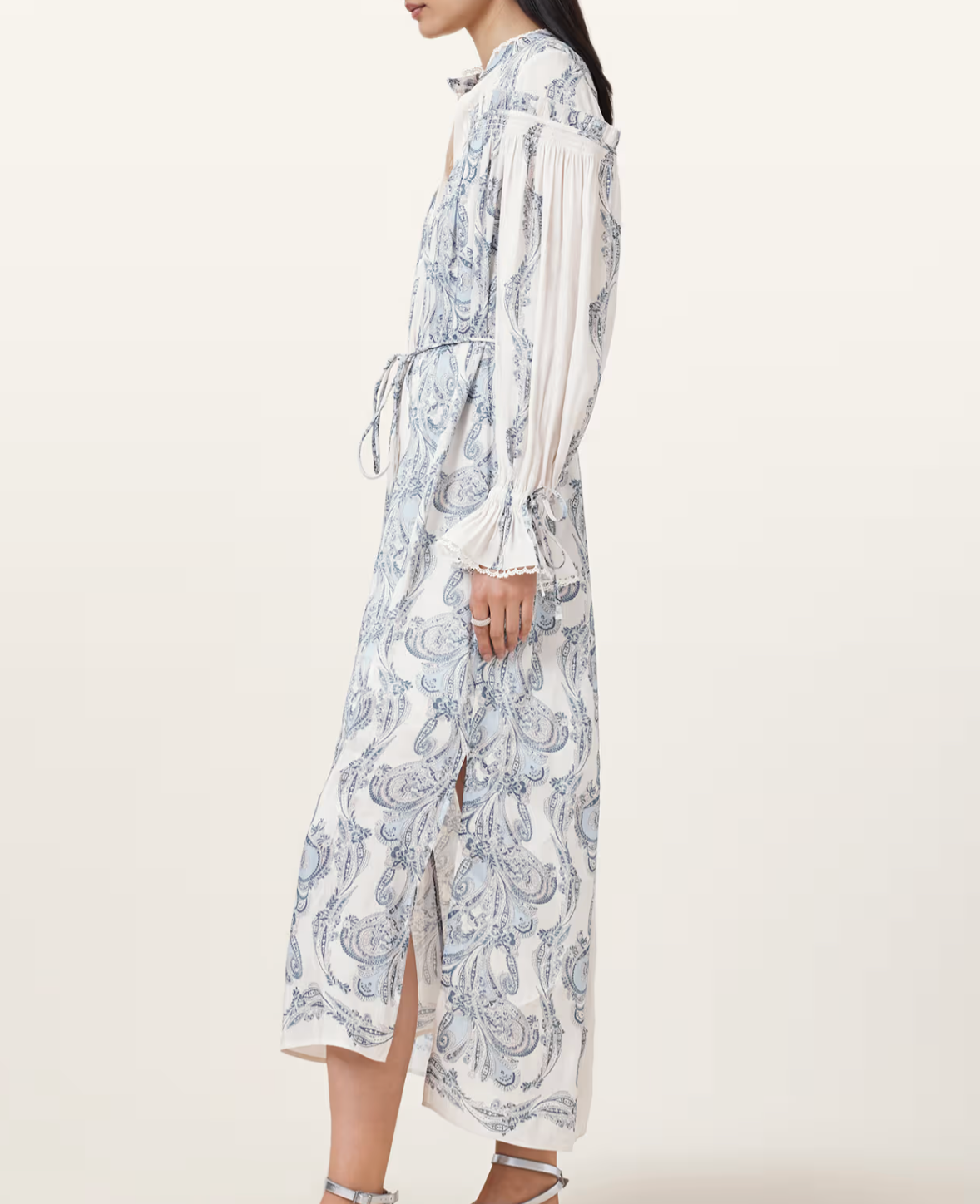 All Saints Delphine Floral Print Midi Shirt Dress