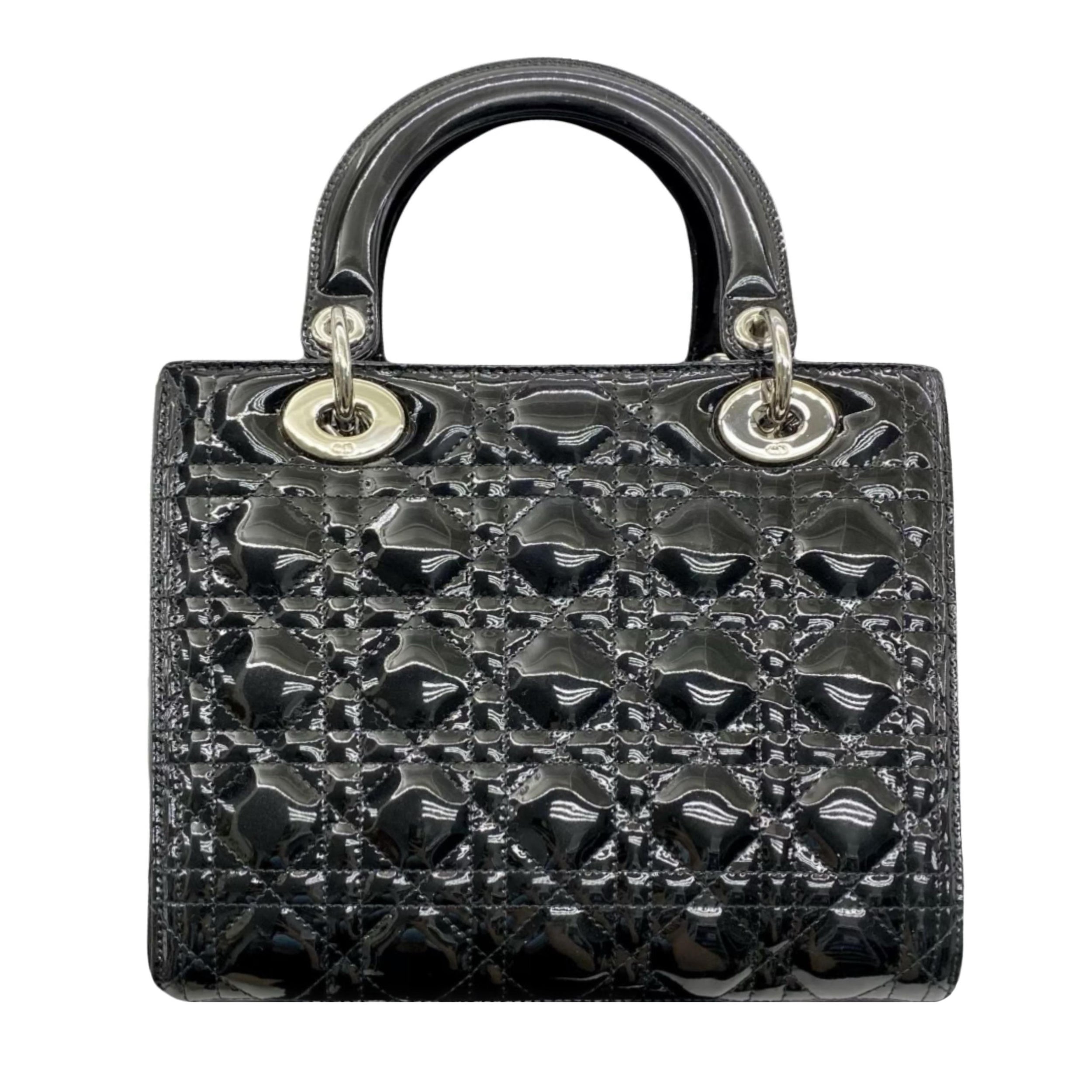 Dior Black Patent Leather Medium Lady Dior