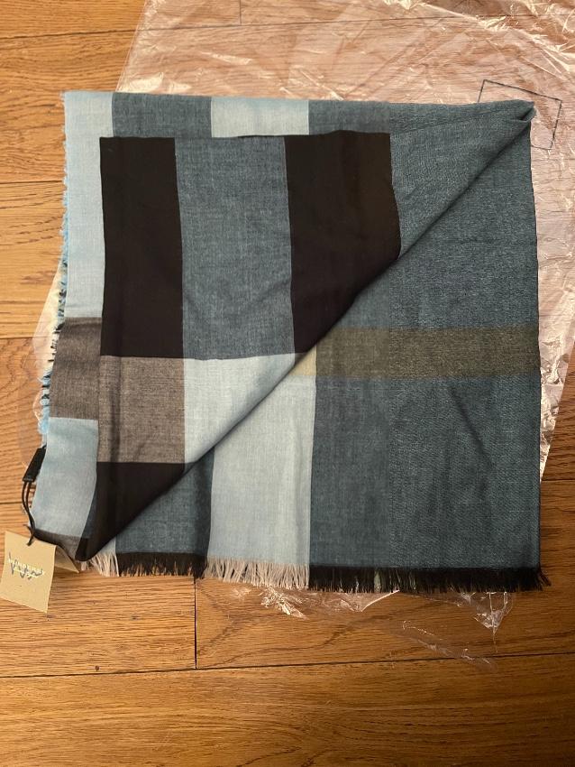 Burberry Slate Blue Wool & Silk Scarf