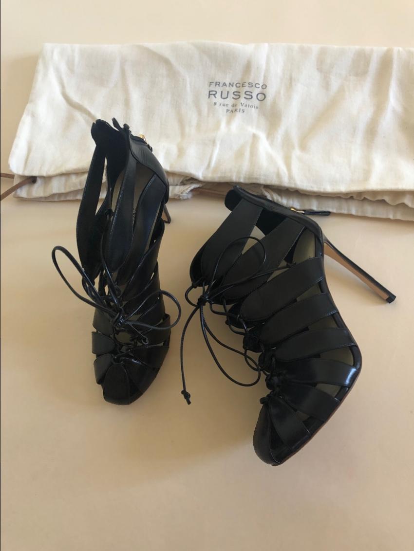 Francesco Russo Lace-Up Cut-Out Ankle Boots