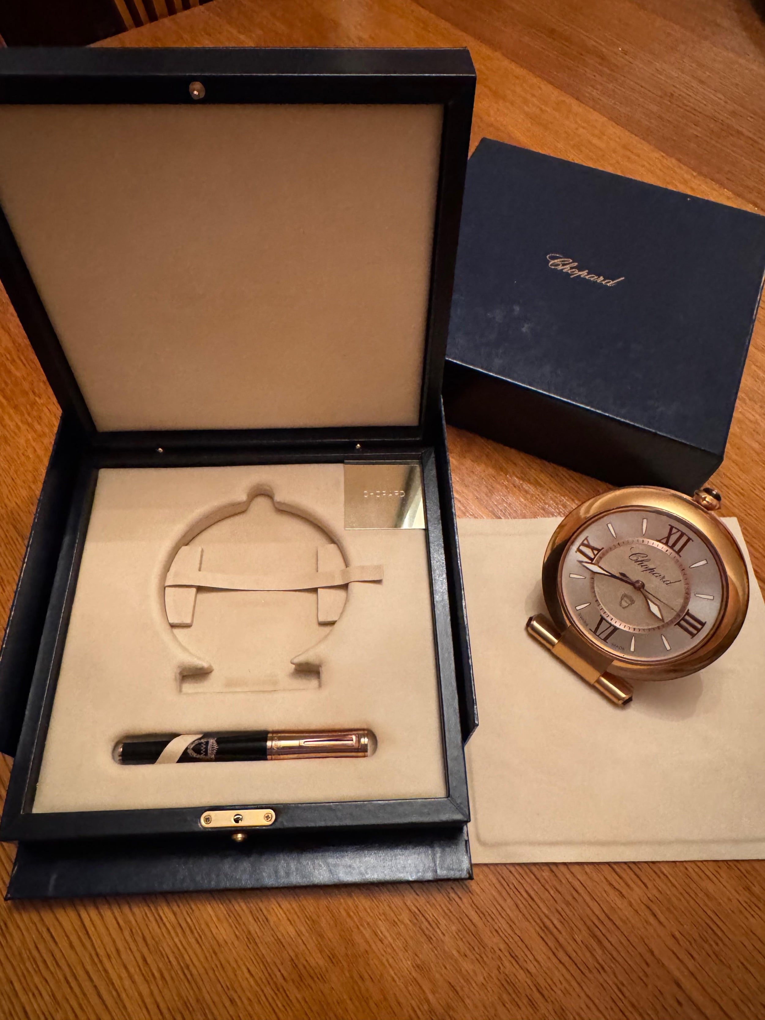 Chopard Imperiale Rose Gold Alarm Clock And Pen