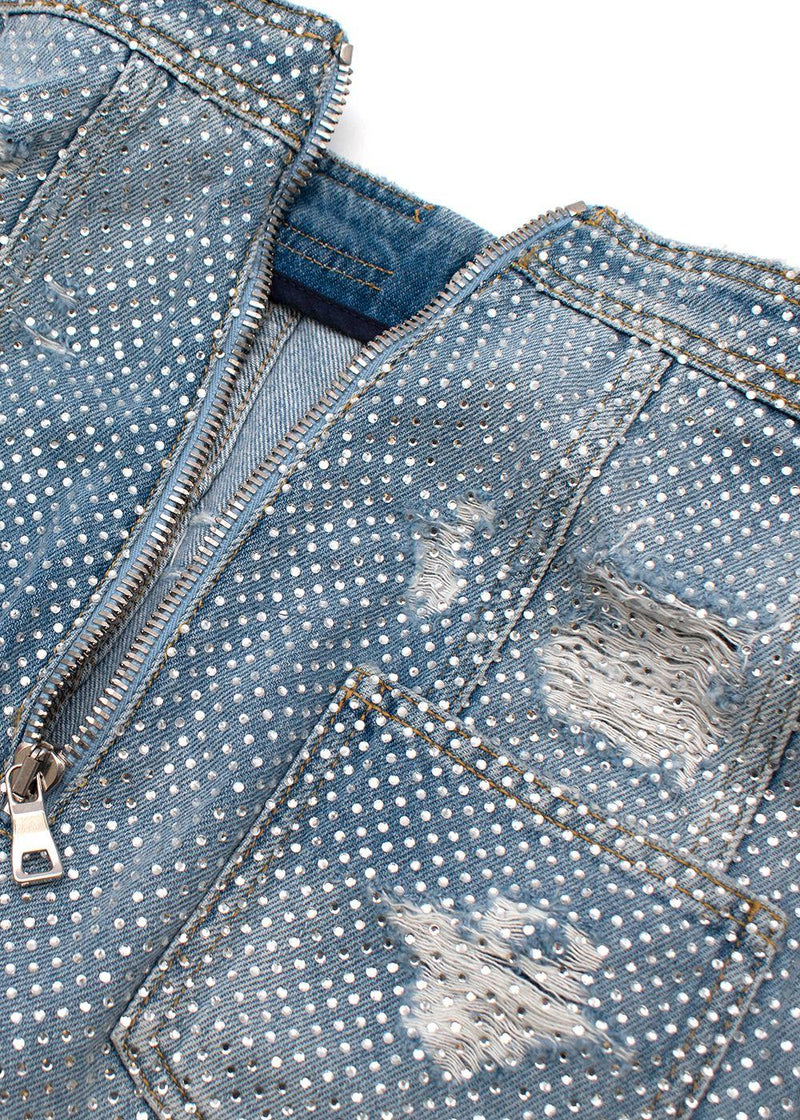 Balmain Crystal embellished denim mini skirt