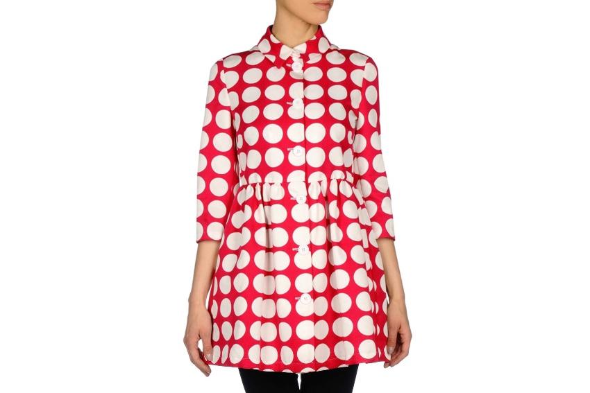 Love Moschino Red & White Polka Dot Tretch Coat