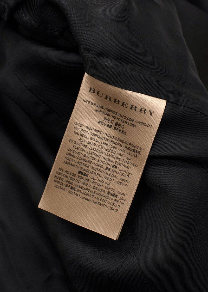 Burberry Wool Single Button Black Blazer