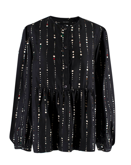 Isabel Marant Gemma Polka Dot Black Silk Blouse