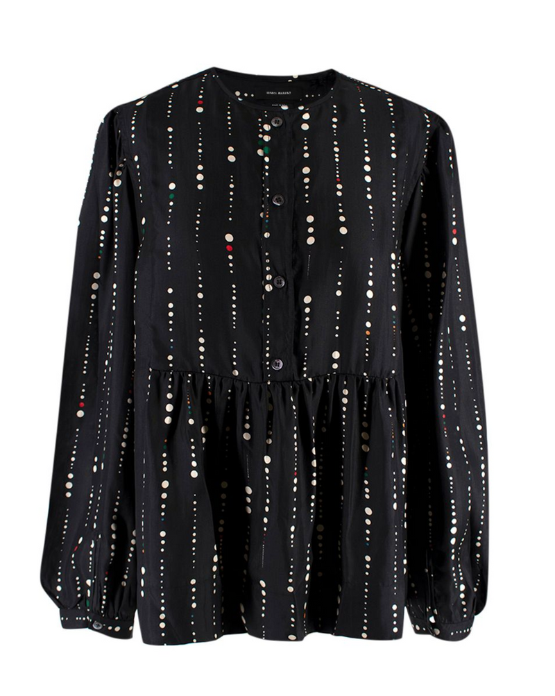 Isabel Marant Gemma Polka Dot Black Silk Blouse