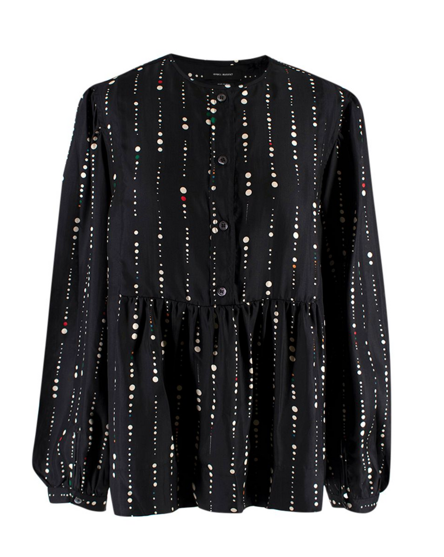 Isabel Marant Gemma Polka Dot Black Silk Blouse