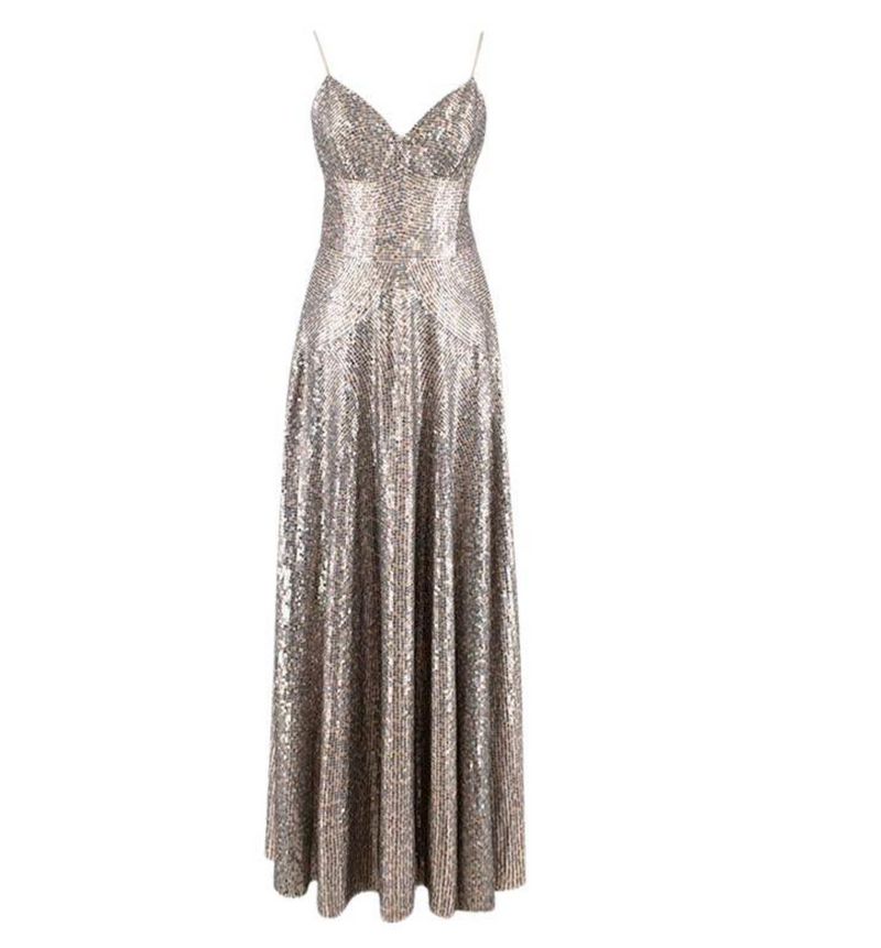 Dior Silver Sequin Low Back Gown