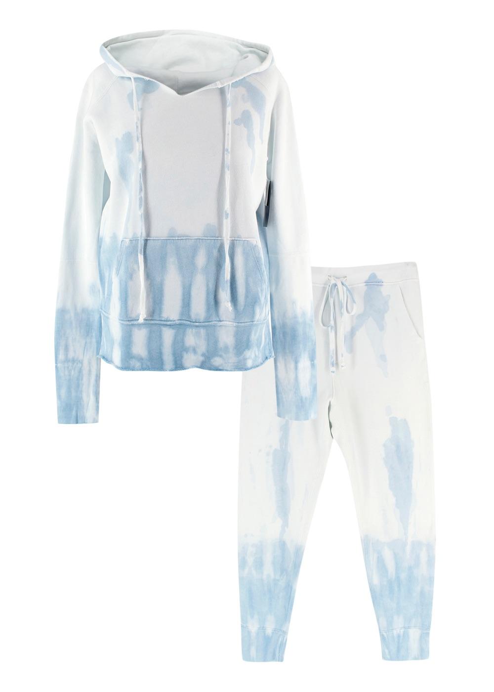 Nili Lotan Blue Tie Dye Hoodie and Joggers Tracksuit Set