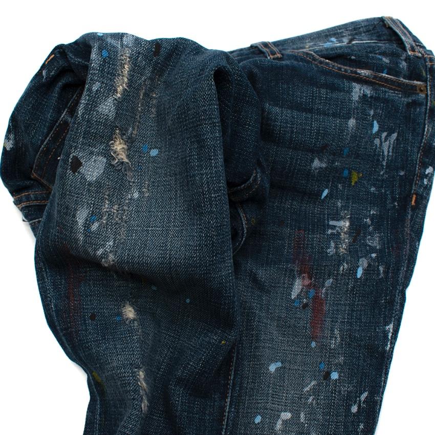 Current Elliott Blue Denim The Skinny Paint Jeans