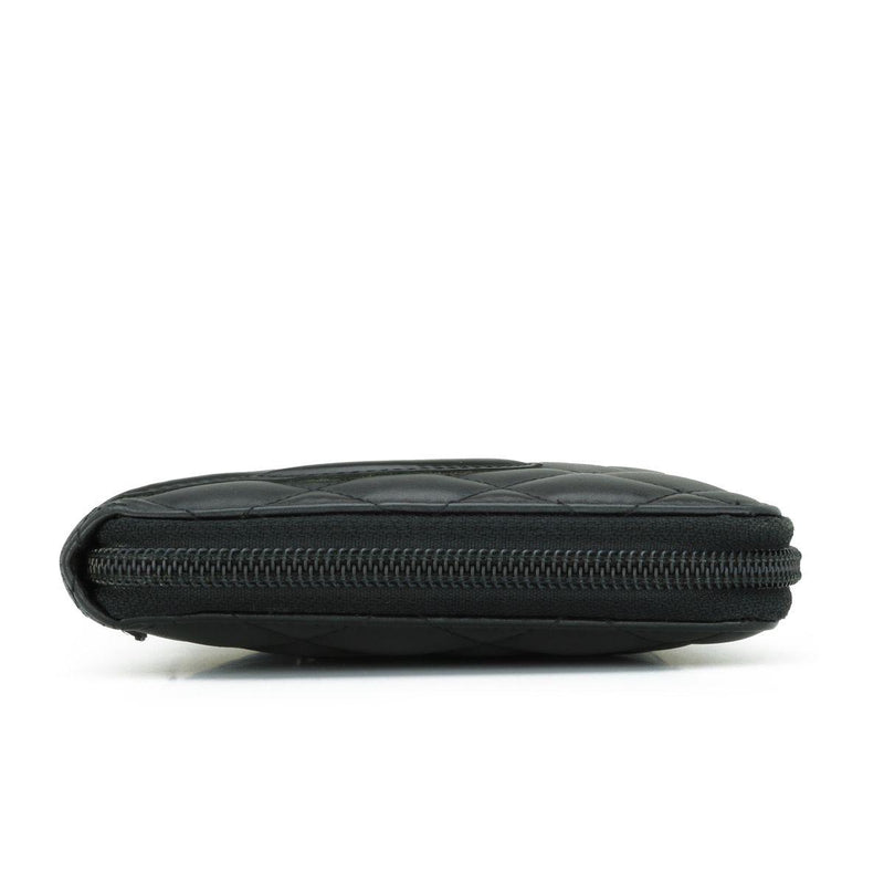 Chanel Black Lambskin Cambon Long Zip Wallet