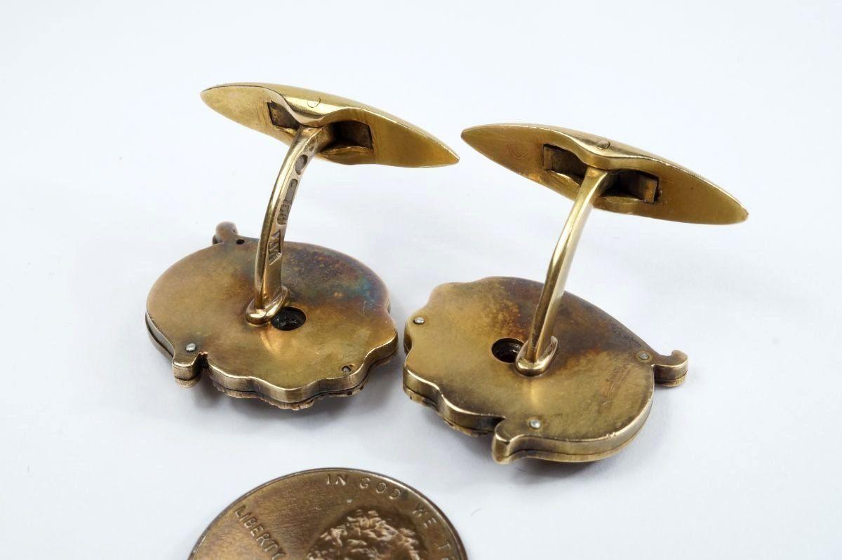 14k Gold Art Nouveau Antique Russian Ruby Cufflinks