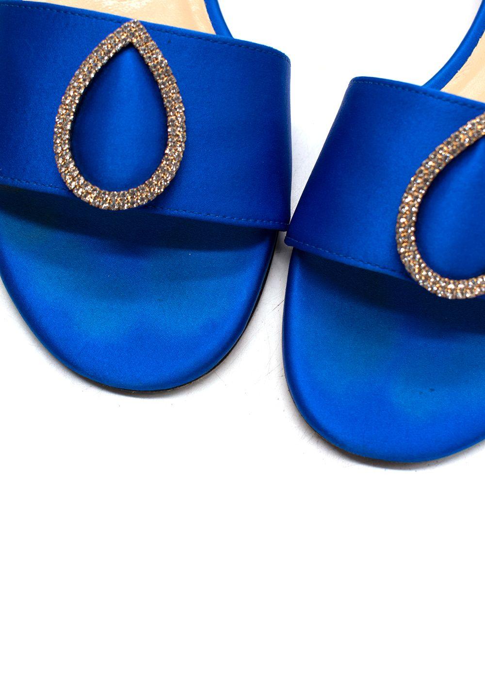 Jennifer Chamandi Blue Satin Slides