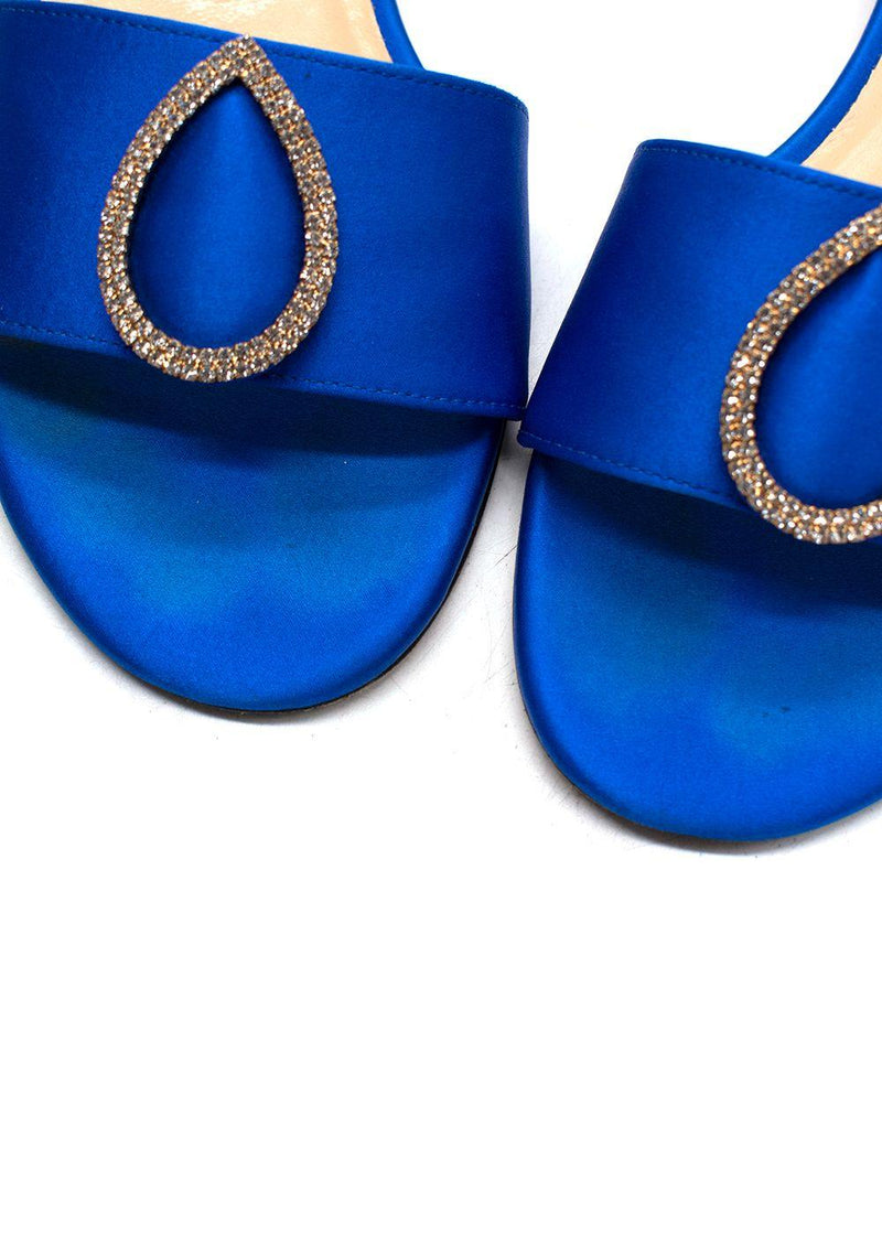 Jennifer Chamandi Blue Satin Slides