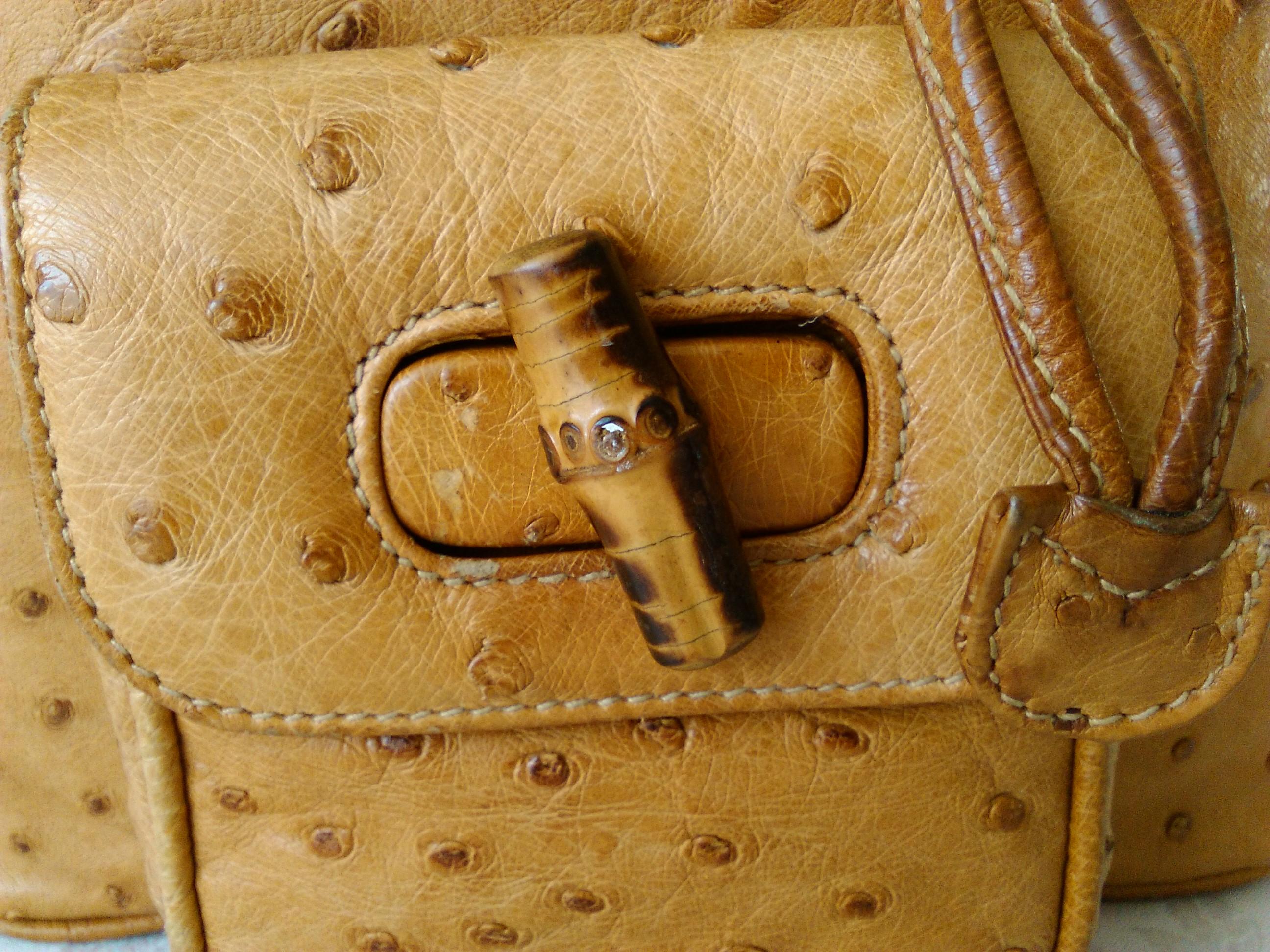 GUCCI  Bamboo mini ostrich backpack