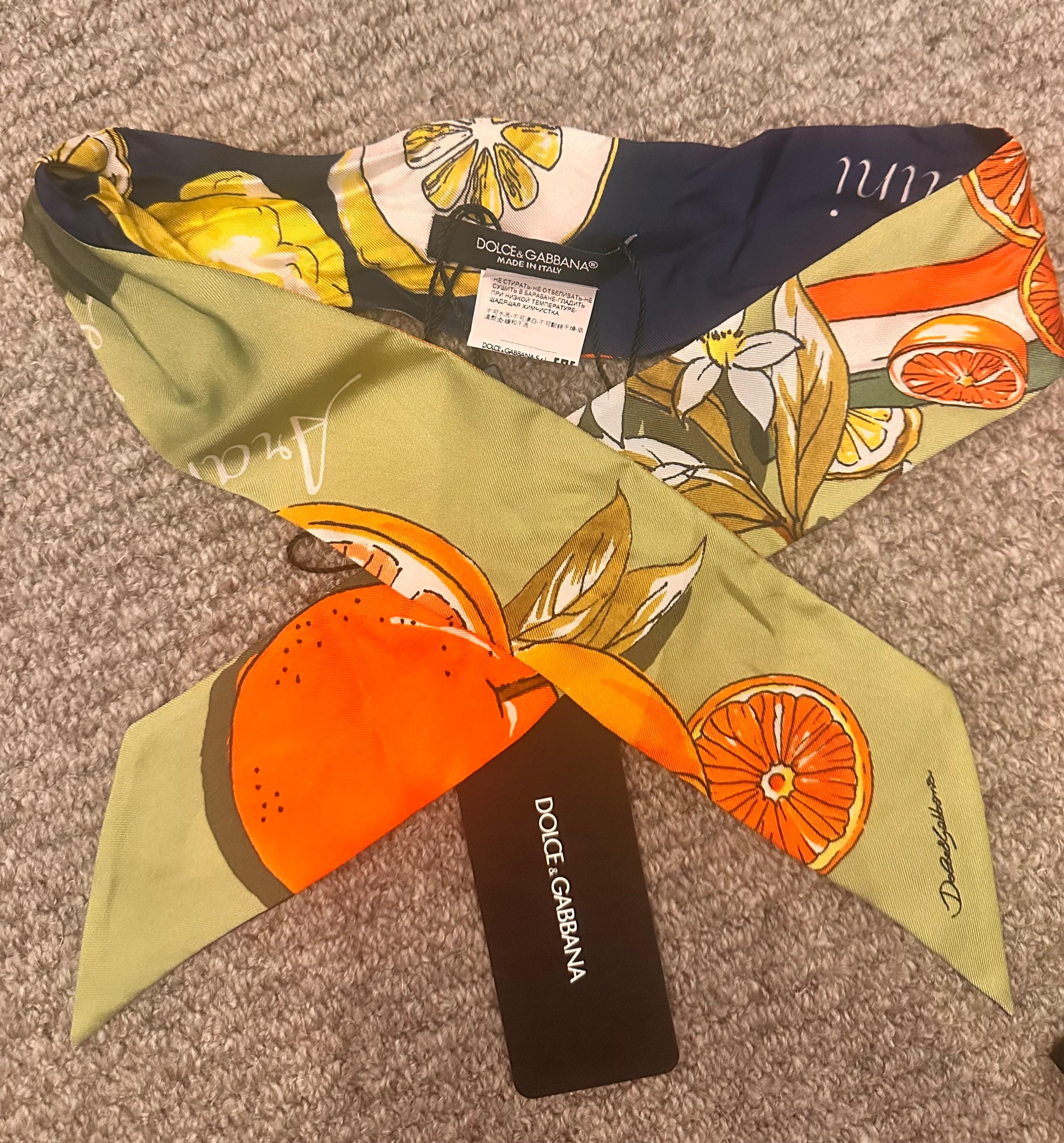 Dolce & Gabbana Floral Sicily Orange Maiolica Mini Scarf
