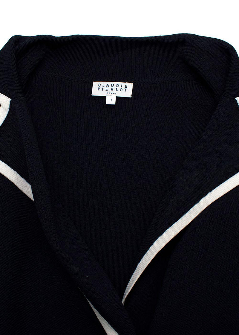 Claudie Pierlot Navy Double Breasted Knitted Blazer