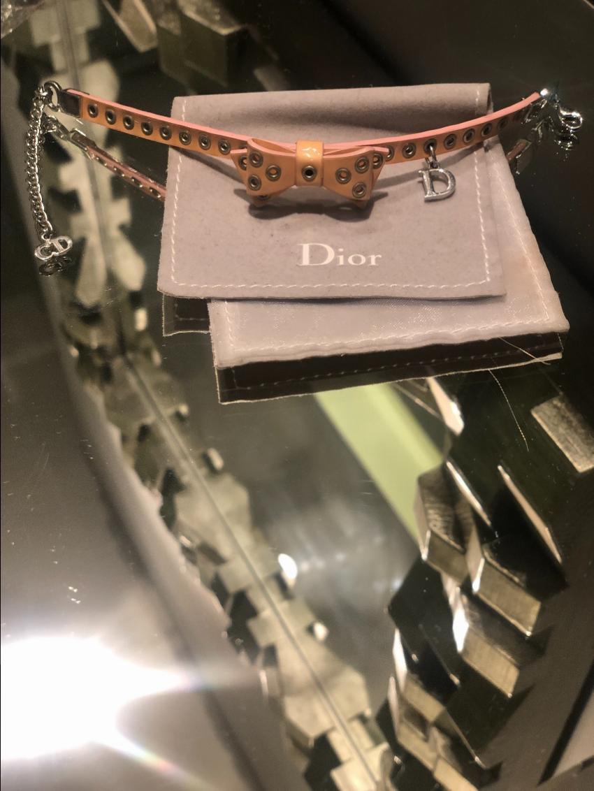 Dior Leather Bow Charm Bracelet