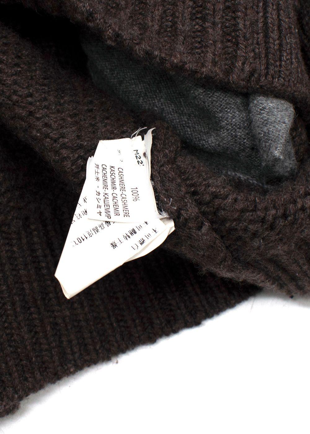 Brunello Cucinelli Brown Cashmere Intarsia Knit Cardigan