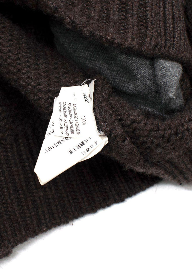 Brunello Cucinelli Brown Cashmere Intarsia Knit Cardigan