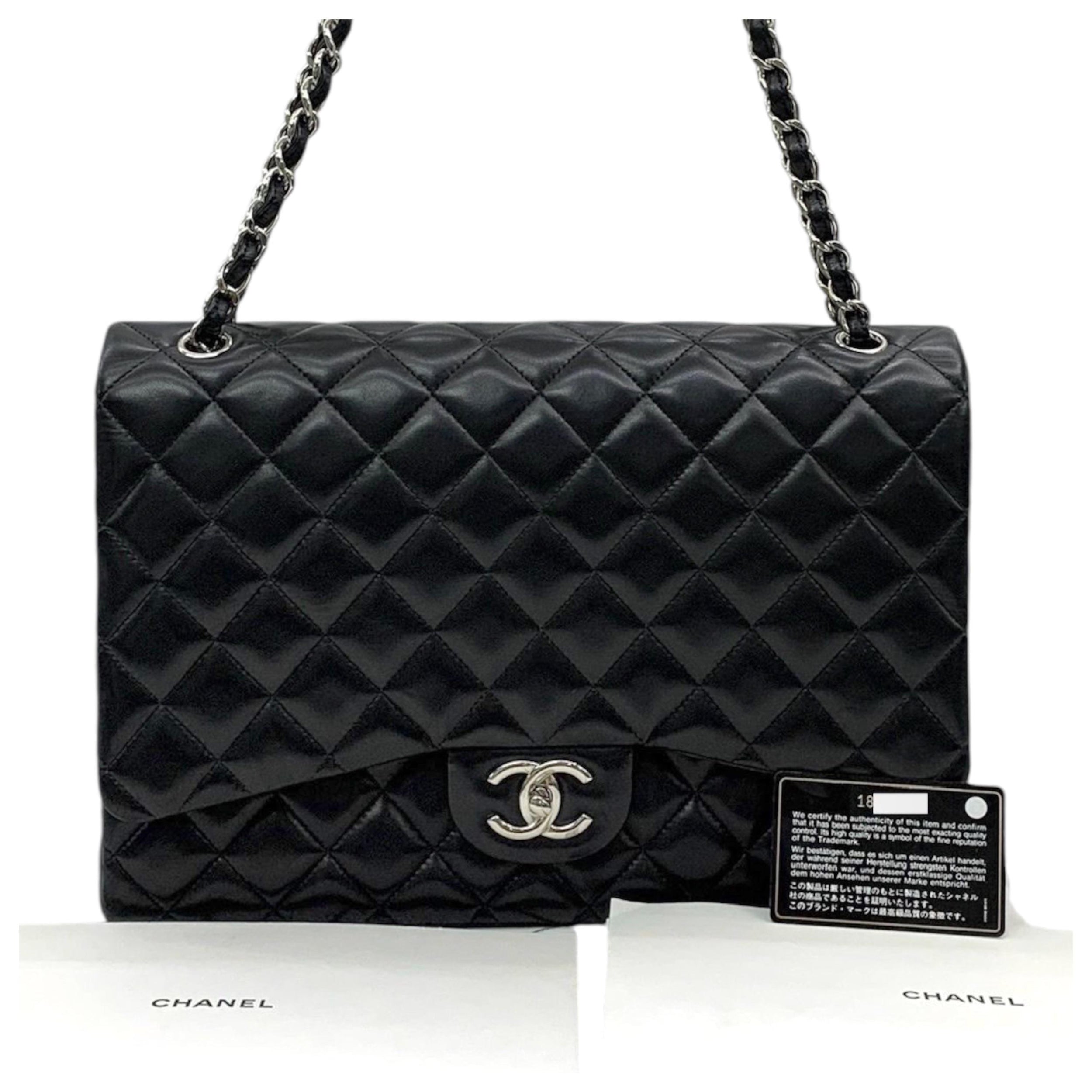 Chanel Black Lambskin Maxi Double Flap Bag