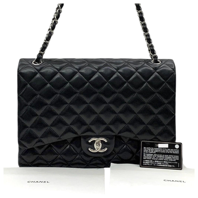 Chanel Black Lambskin Maxi Double Flap Bag