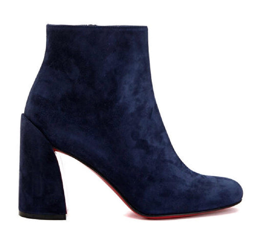 Louboutin Blue Suede Ankle Boots