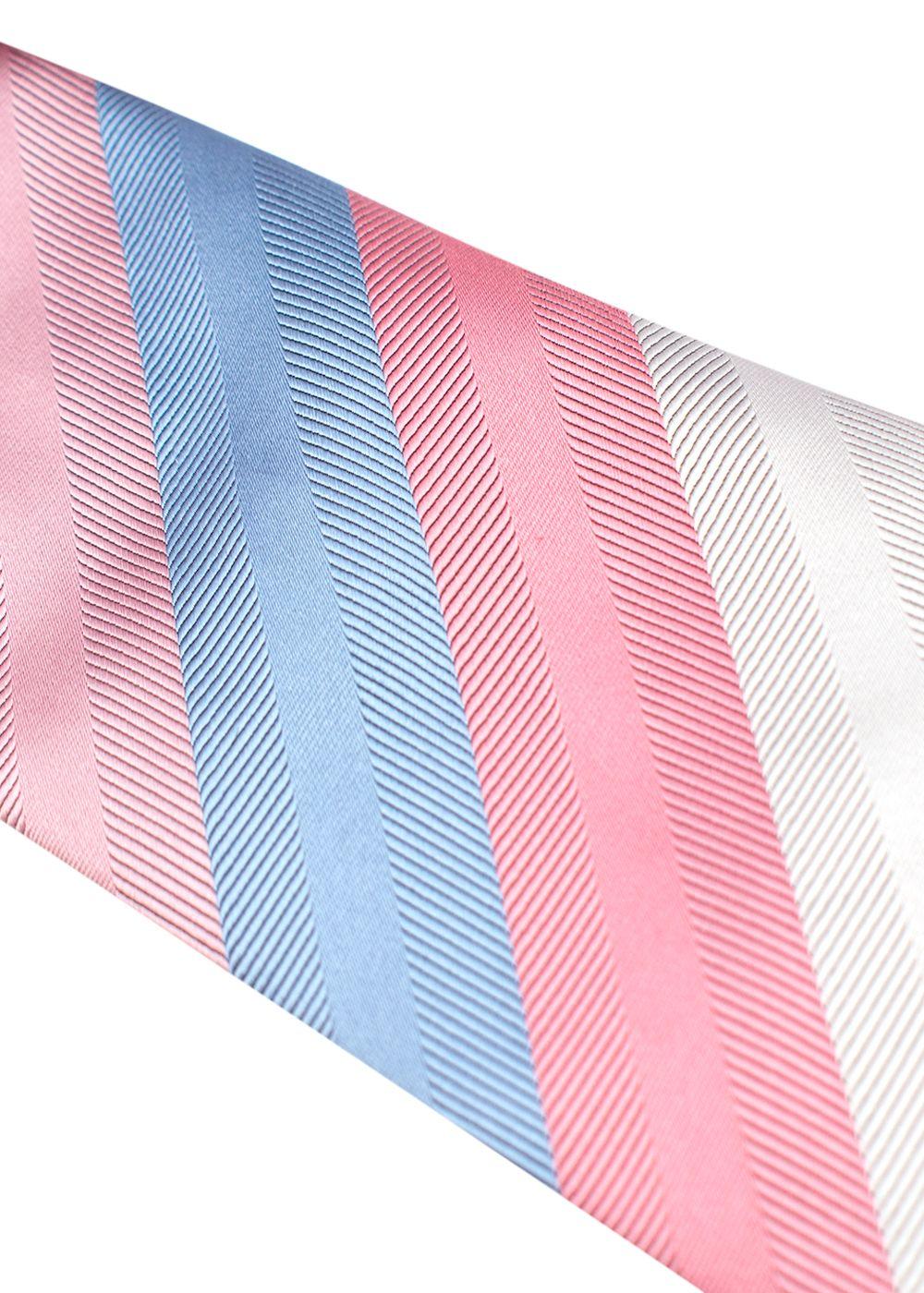 Pink and Blue Diagonal Stripe Silk Tie