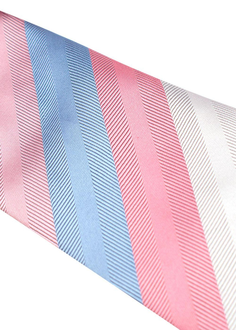 Pink and Blue Diagonal Stripe Silk Tie
