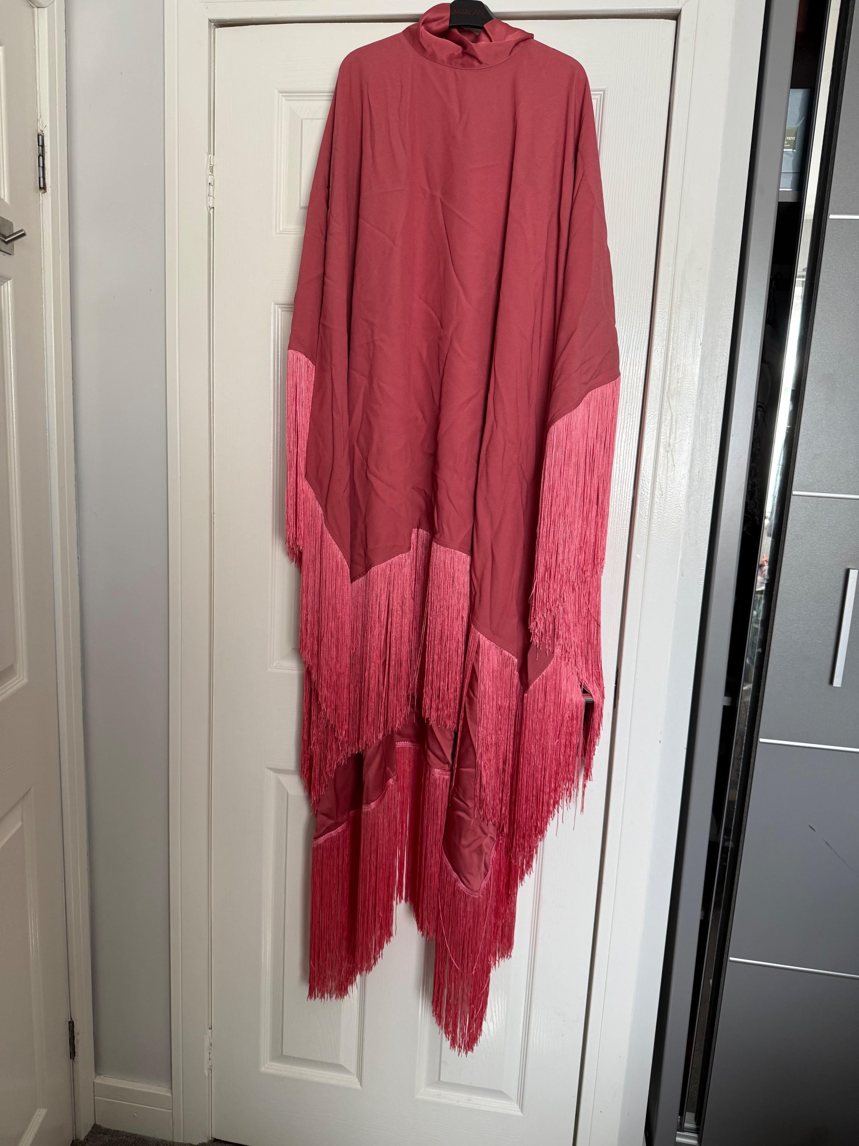 Pink Crepe Fringed Dress