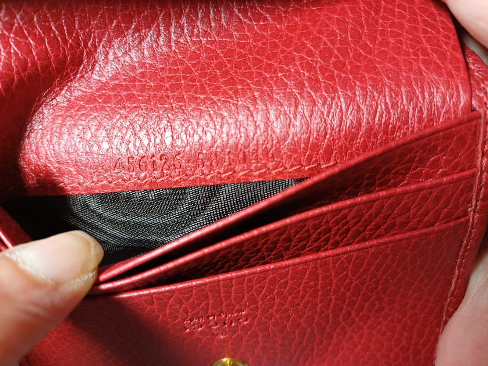 Gucci red Leather Marmont Mini Wallet