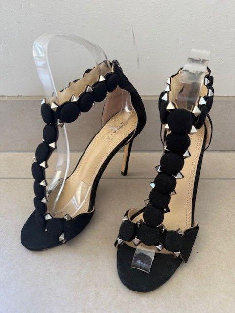 Alaia Black Suede T-Strap Bombe Sandals