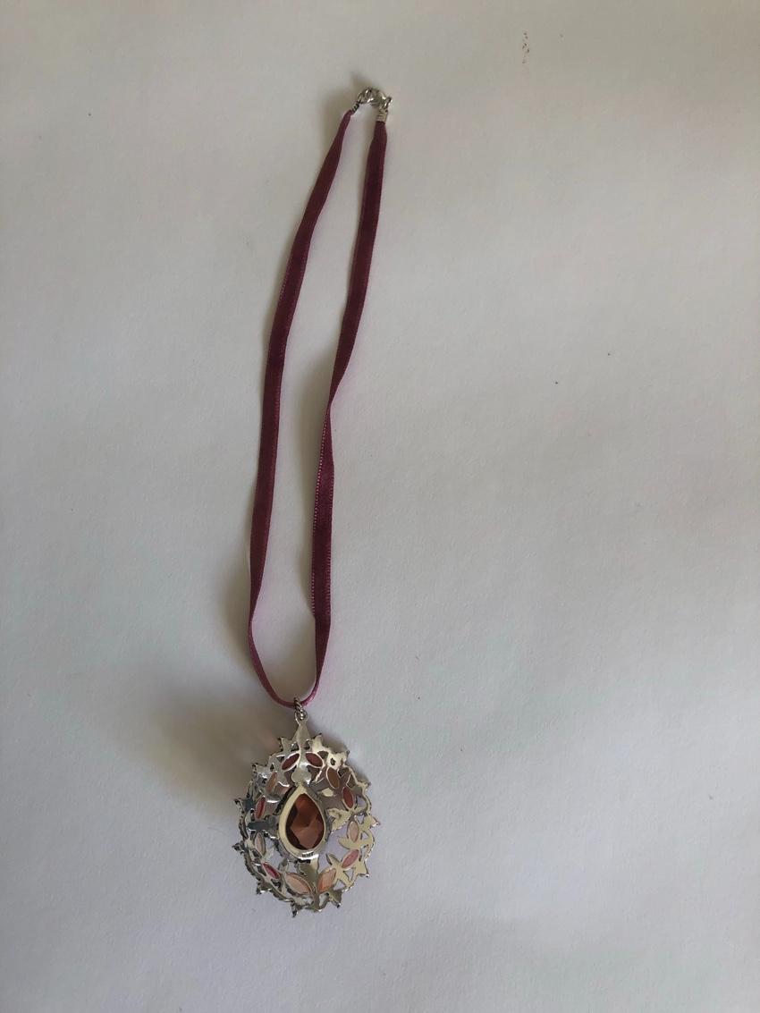 Monet Pink Crystal Embellished Satin Choker