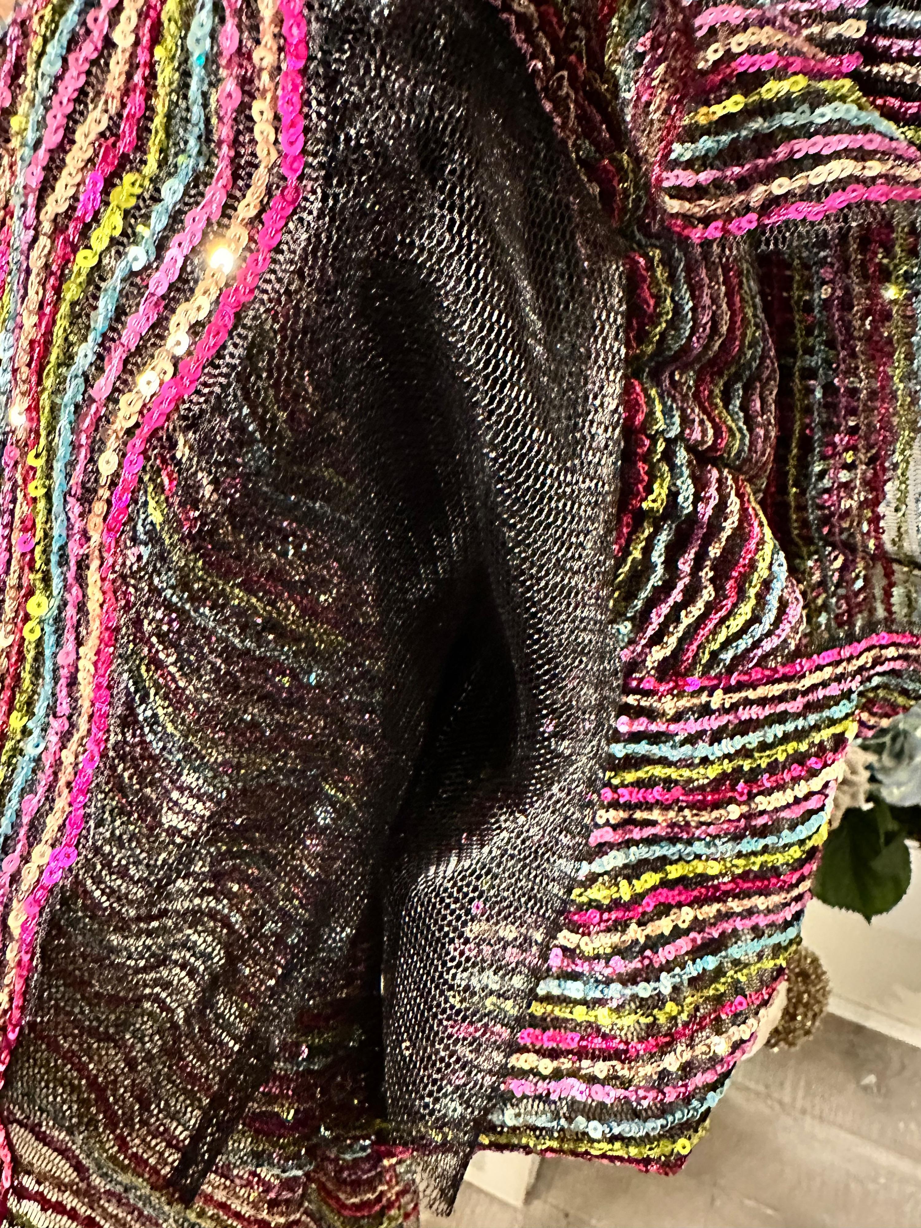 Red Valentino Multicoloured Sequin Tiered Mini Dress