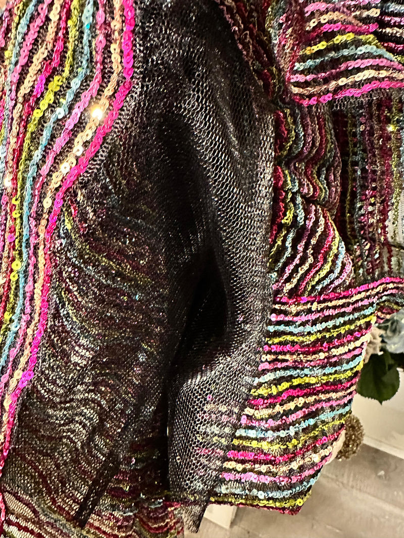 Red Valentino Multicoloured Sequin Tiered Mini Dress