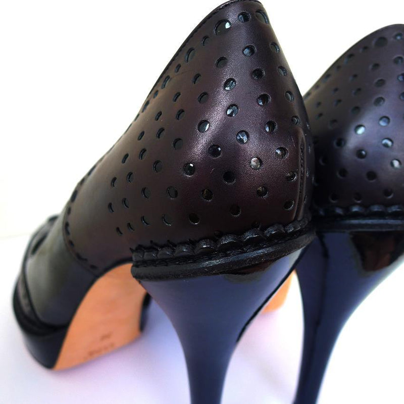 Gucci Black Riddle Leather Platform Heels