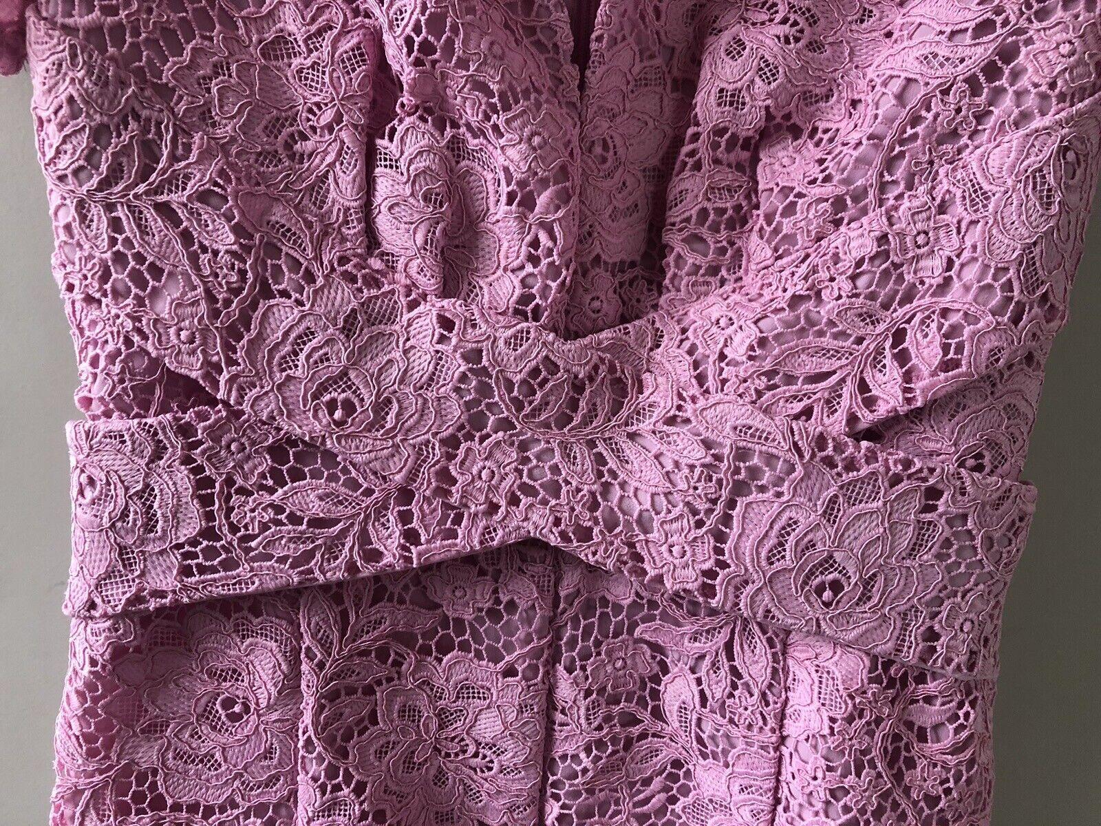 Self Portrait Pink Cord Lace Crossover Dress