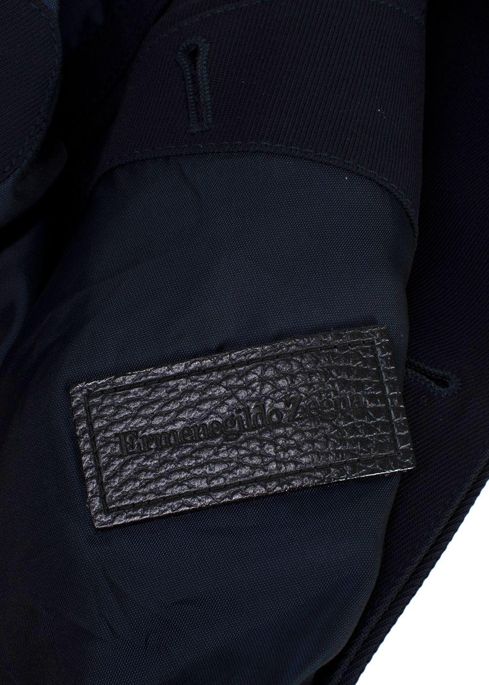 Ermenegildo Zegna Navy Longline Wool Coat