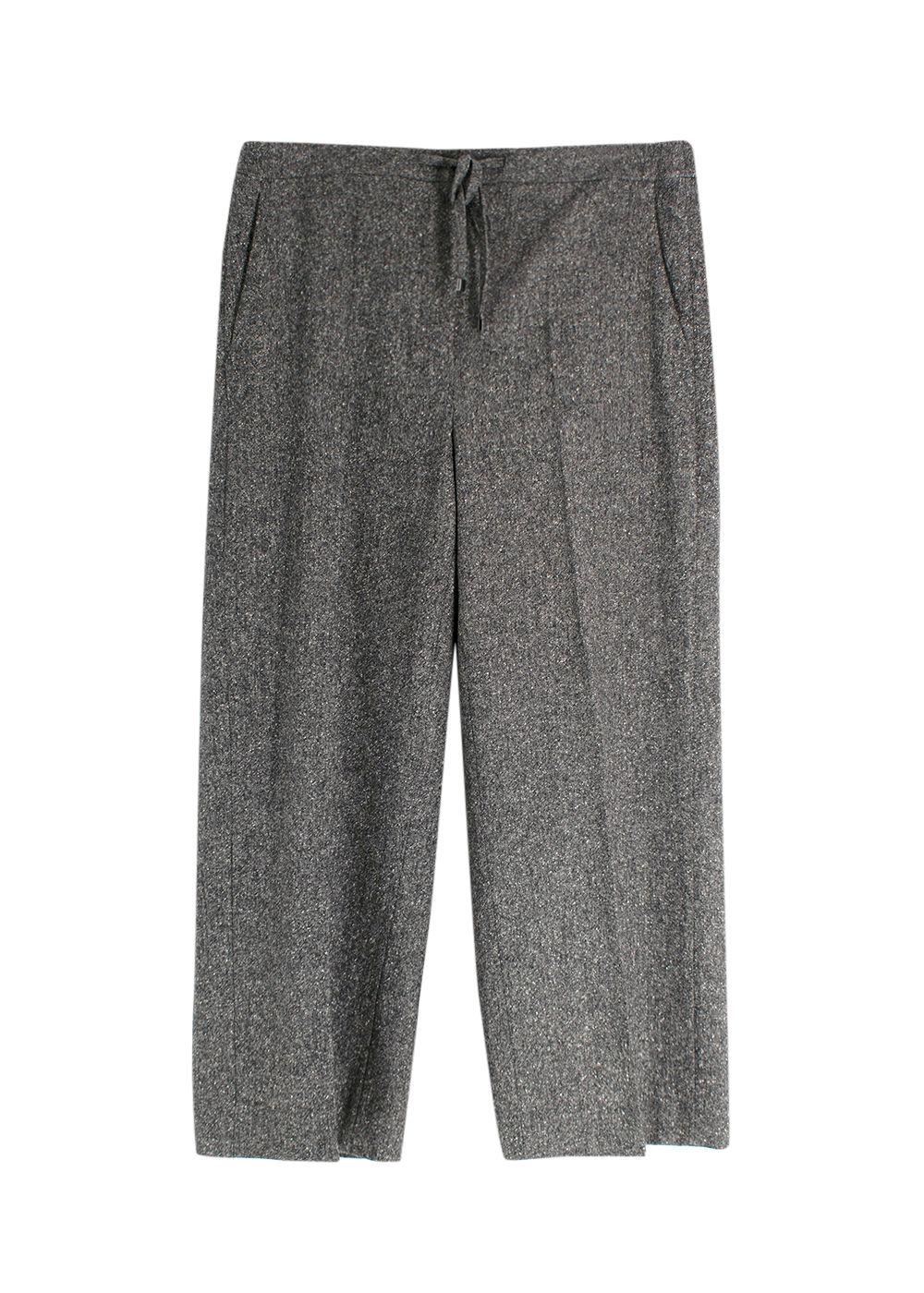 S Max Mara Grey Wide Leg Wool Trousers