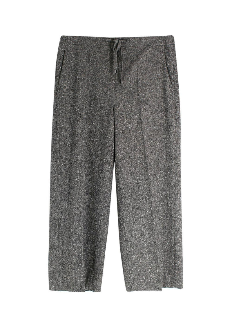S Max Mara Grey Wide Leg Wool Trousers