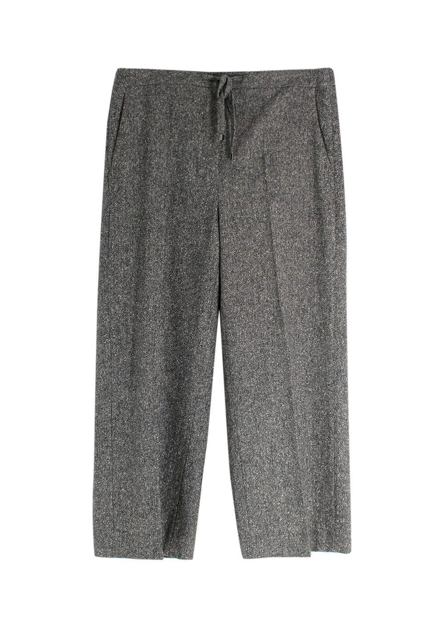 S Max Mara Grey Wide Leg Wool Trousers