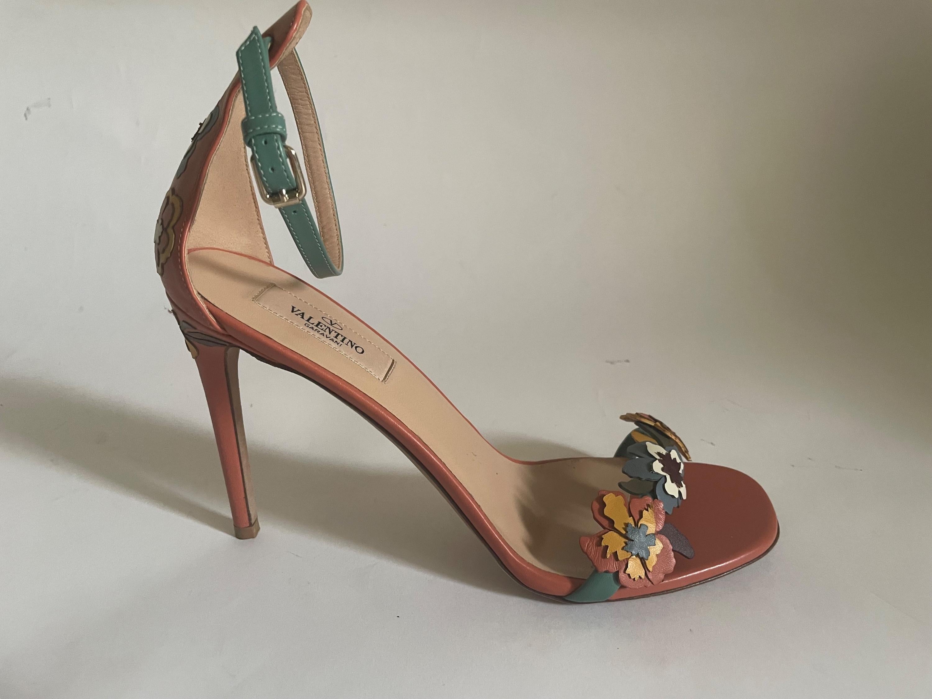 Floral Embellished Leather Sandals