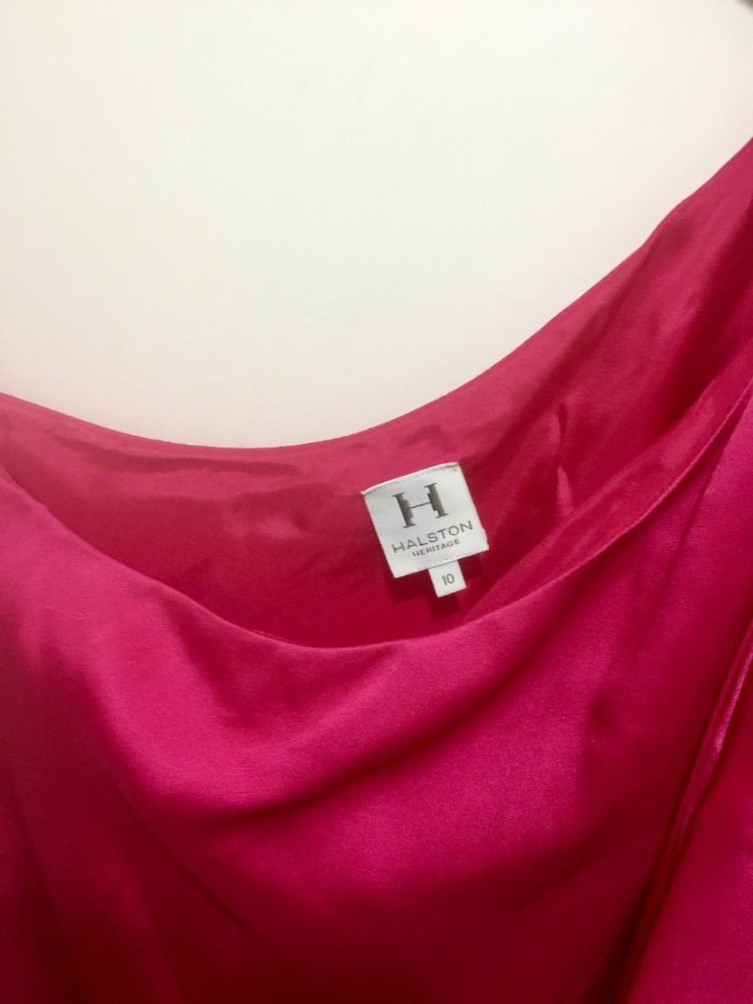 Halston Pink Silk One Shoulder Dress