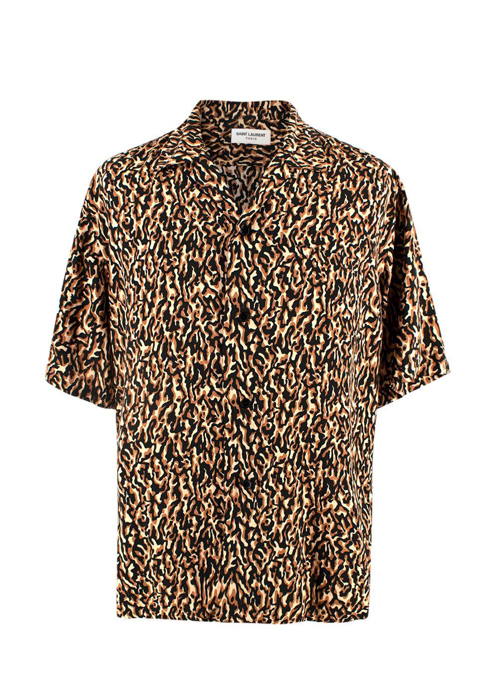 Saint Laurent Brown Printed Short Sleeve Shirt