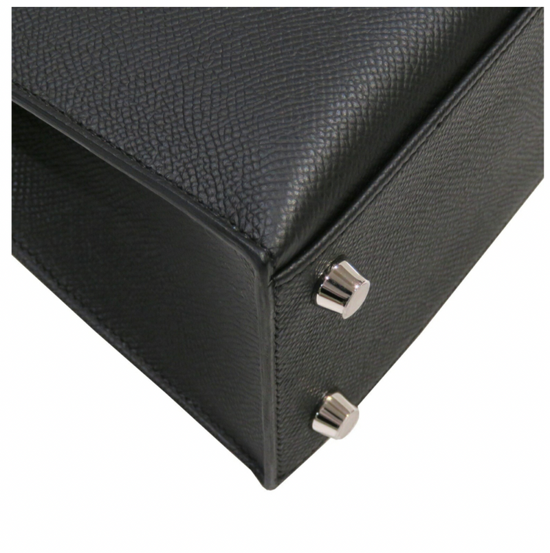 Hermès Kelly 25 Black Epsom With Silver Hardware