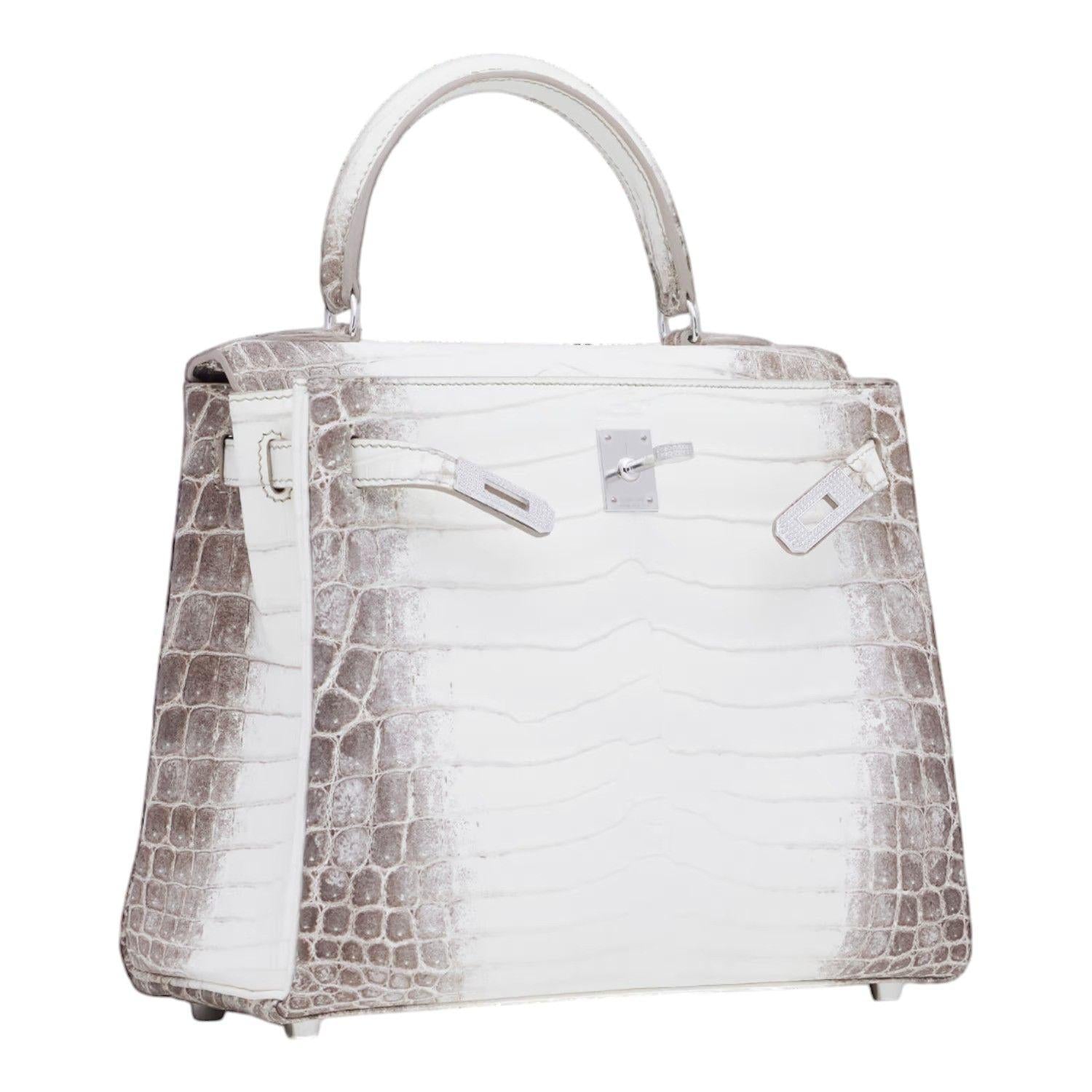 Hermès Kelly 25cm Sellier Niloticus Crocodile Himalaya White Gold Diamond Hardware