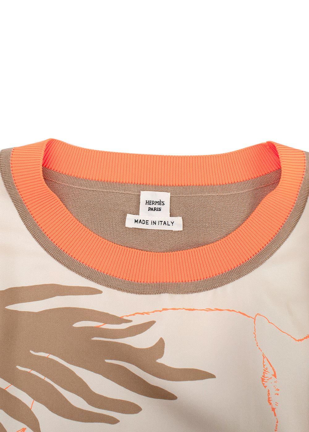 Hermes  'Jungle Love Fluo' Silk Twillaine Printed Sweater